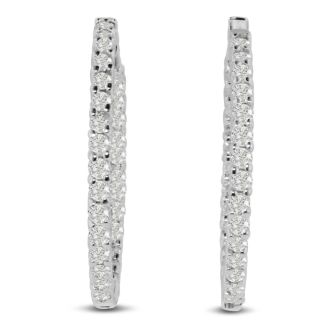 2ct Endless Diamond Hoop Earrings Crafted In Solid 14 Karat White Gold