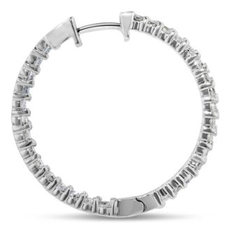 2ct Endless Diamond Hoop Earrings Crafted In Solid 14 Karat White Gold