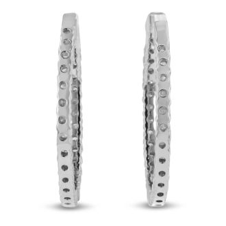 2ct Endless Diamond Hoop Earrings Crafted In Solid 14 Karat White Gold