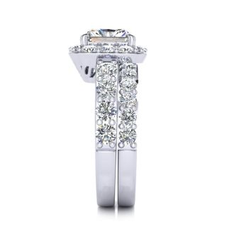 2 1/4 Carat Princess Halo Diamond Bridal Set in 14k White Gold