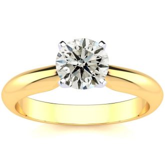 1 Carat Diamond Round Engagement Rings In 14K Yellow Gold