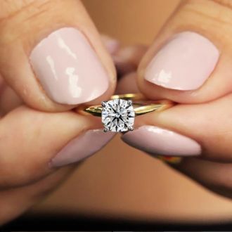 1 Carat Diamond Round Engagement Rings In 14K Yellow Gold