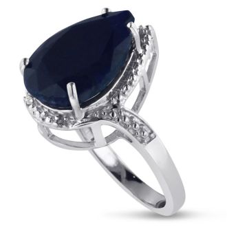 7ct Pear Shape Sapphire And Diamond Ring Crafted In Solid Sterling Silver