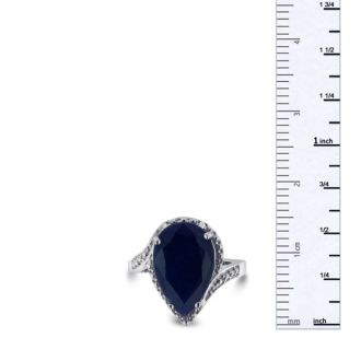 7ct Pear Shape Sapphire And Diamond Ring Crafted In Solid Sterling Silver