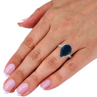 7ct Pear Shape Sapphire And Diamond Ring Crafted In Solid Sterling Silver