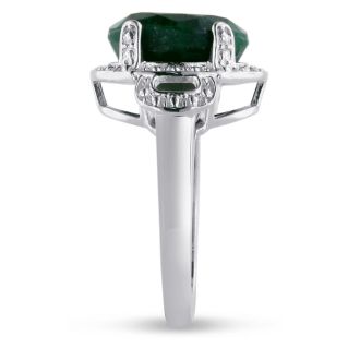7ct Oval Shape Emerald And Diamond Ring Crafted In Solid Sterling Silver