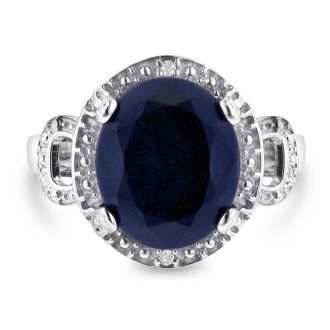 7ct Oval Marble Sapphire and Diamond Ring
