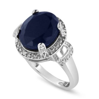 7ct Oval Marble Sapphire and Diamond Ring
