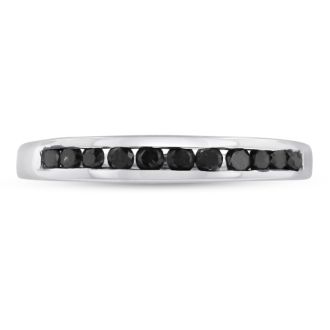 1/4ct Channel Set Black Diamond Anniversary Band in Sterling Silver