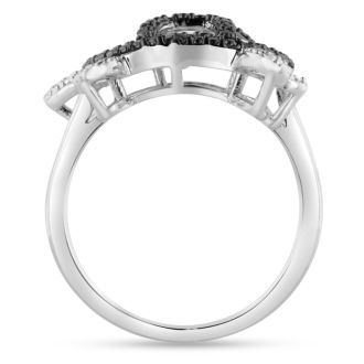 Black Diamond Turtle Ring Crafted In Solid Sterling Silver