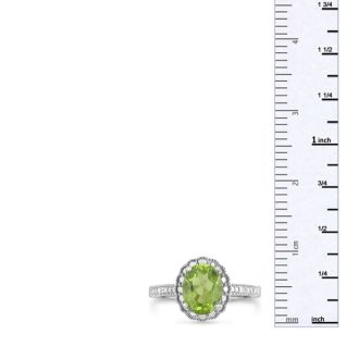 2ct Oval Peridot And Diamond Halo Ring Crafted In Solid Sterling Silver
