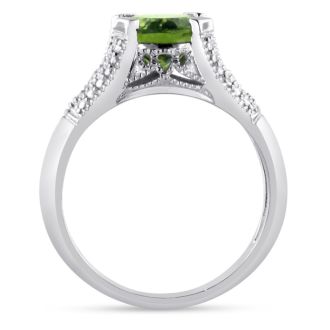 3ct Oval Peridot And Diamond Ring, Antique Style, Crafted In Solid Sterling Silver