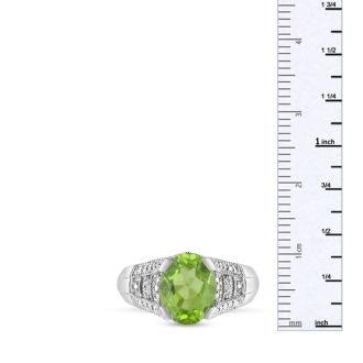 3ct Oval Peridot And Diamond Ring, Antique Style, Crafted In Solid Sterling Silver