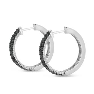1ct Black Diamond Pave Hoop Earrings
