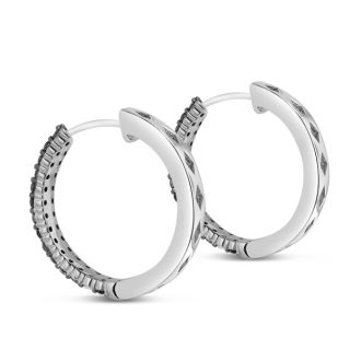 1ct Black Diamond Pave Hoop Earrings
