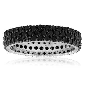 2ct Black Diamond Triple Row Eternity Band Crafted in Solid Sterling Silver, Only Size 5 Left!
