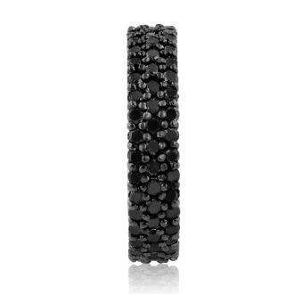 2ct Black Diamond Triple Row Eternity Band Crafted in Solid Sterling Silver, Only Size 5 Left!