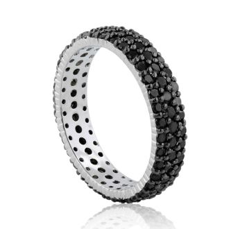 2ct Black Diamond Triple Row Eternity Band Crafted in Solid Sterling Silver, Only Size 5 Left!