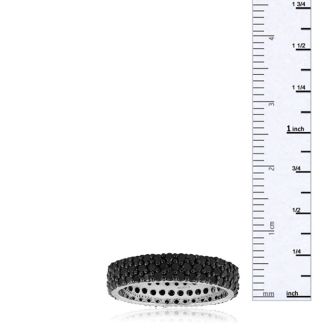 2ct Black Diamond Triple Row Eternity Band Crafted in Solid Sterling Silver, Only Size 5 Left!