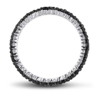1 1/3ct Black Diamond Double Row Eternity Band Crafted In Solid Sterling Silver, ONLY 2 LEFT!