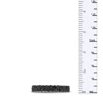 1 1/3ct Black Diamond Double Row Eternity Band Crafted In Solid Sterling Silver,