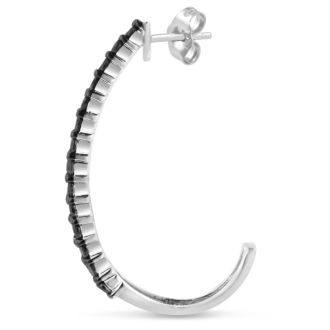 Absolute Blowout! 2ct Black Diamond Double Row Hoop Earrings Crafted In Solid Sterling Silver.  Selling at $60 Below Cost