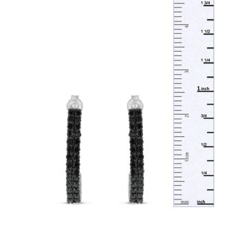 Absolute Blowout! 2ct Black Diamond Double Row Hoop Earrings Crafted In Solid Sterling Silver.  Selling at $60 Below Cost