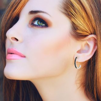 Absolute Blowout! 2ct Black Diamond Double Row Hoop Earrings Crafted In Solid Sterling Silver.  Selling at $60 Below Cost