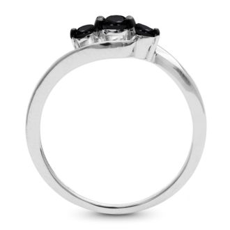 3/8ct Triple Black Diamond Ring Crafted In Solid Sterling Silver