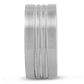 9 MM Grooved Men's Titanium Ring Wedding Band