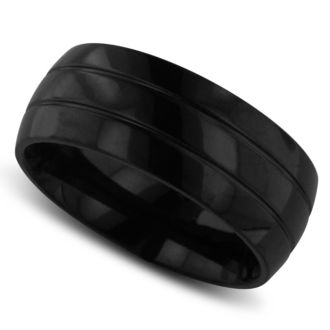 8 MM Black High Polish Men's Titanium Ring Wedding Band