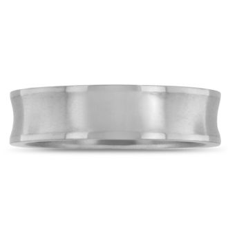 6 MM Brushed Finish Curved Men's Titanium Ring Wedding Band