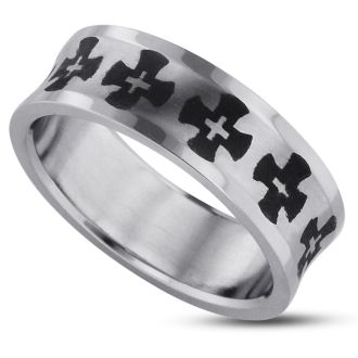 8 MM Men's Cross Titanium Ring Wedding Band