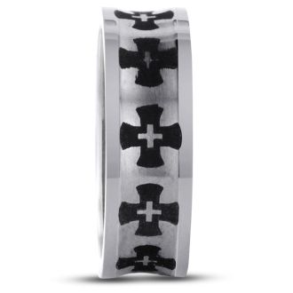 8 MM Men's Cross Titanium Ring Wedding Band