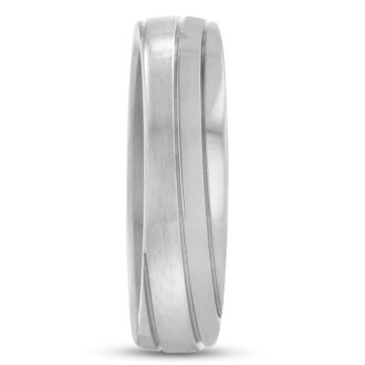 6 MM Brushed Finish Grooved Men's Titanium Ring Wedding Band