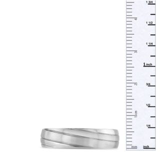 6 MM Brushed Finish Grooved Men's Titanium Ring Wedding Band