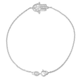 Dainty Hamsa Bracelet, 7 Inches. Be Lucky and Protected