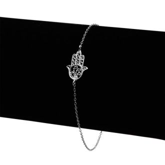 Dainty Hamsa Bracelet, 7 Inches. Be Lucky and Protected