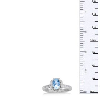 Aquamarine Ring: Aquamarine Jewelry: 1 1/4ct Oval Aquamarine and Diamond Ring Crafted In Solid 14K White Gold