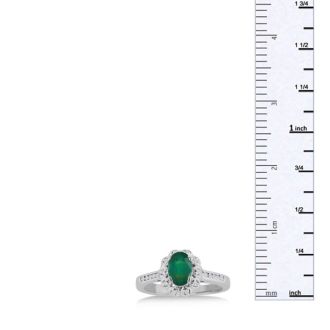 1 1/4ct Oval Emerald and Diamond Ring Crafted In Solid 14K White Gold