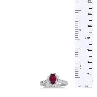 1 1/4ct Oval Ruby and Diamond Ring Crafted In Solid 14K White Gold