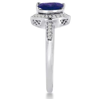 3/4ct Marquise Amethyst and Diamond Ring Crafted In Solid 14K White Gold