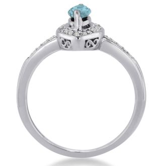 Aquamarine Ring: Aquamarine Jewelry: 3/4ct Marquise Aquamarine and Diamond Ring Crafted In Solid 14K White Gold