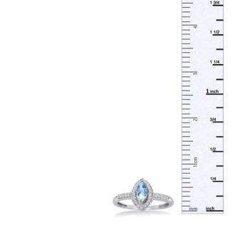 Aquamarine Ring: Aquamarine Jewelry: 3/4ct Marquise Aquamarine and Diamond Ring Crafted In Solid 14K White Gold