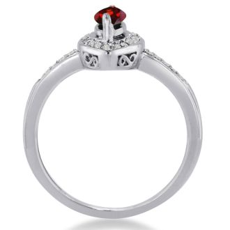 Garnet Ring: Garnet Jewelry: 3/4ct Marquise Garnet and Diamond Ring Crafted In Solid 14K White Gold