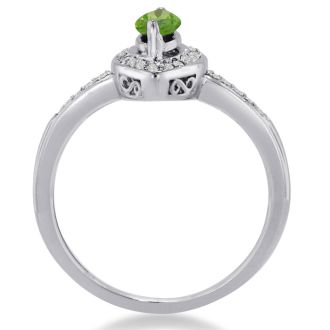 3/4ct Marquise Peridot and Diamond Ring Crafted In Solid 14K White Gold