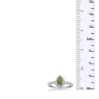 3/4ct Marquise Peridot and Diamond Ring Crafted In Solid 14K White Gold