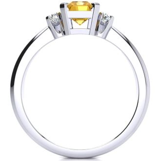 1 1/2ct Citrine and Diamond Ring Crafted In Solid 14K White Gold