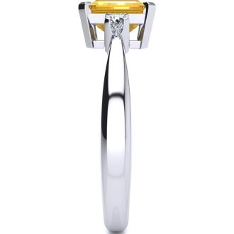 1 1/2ct Citrine and Diamond Ring Crafted In Solid 14K White Gold