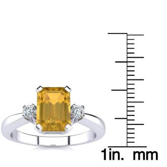 1 1/2ct Citrine and Diamond Ring Crafted In Solid 14K White Gold